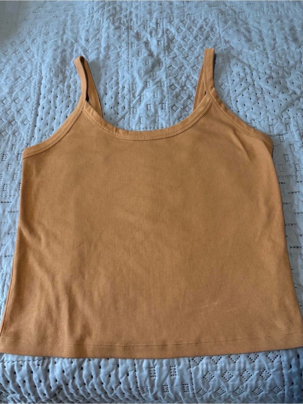 wild fable Slim Ribbed Scoop Tank Top in Camel Tan